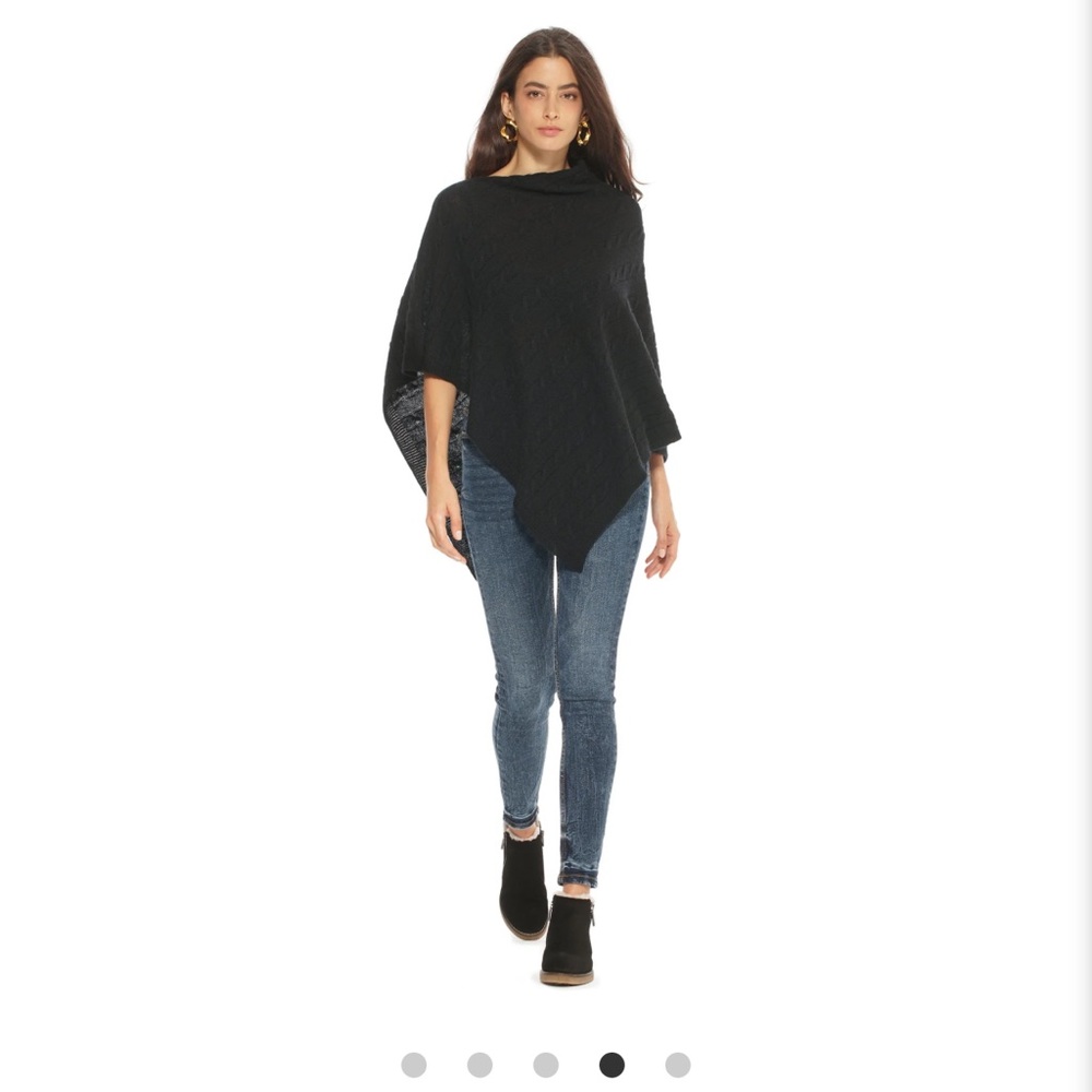 Pure Cashmere Cable Knit Poncho - Picture 3 of 11